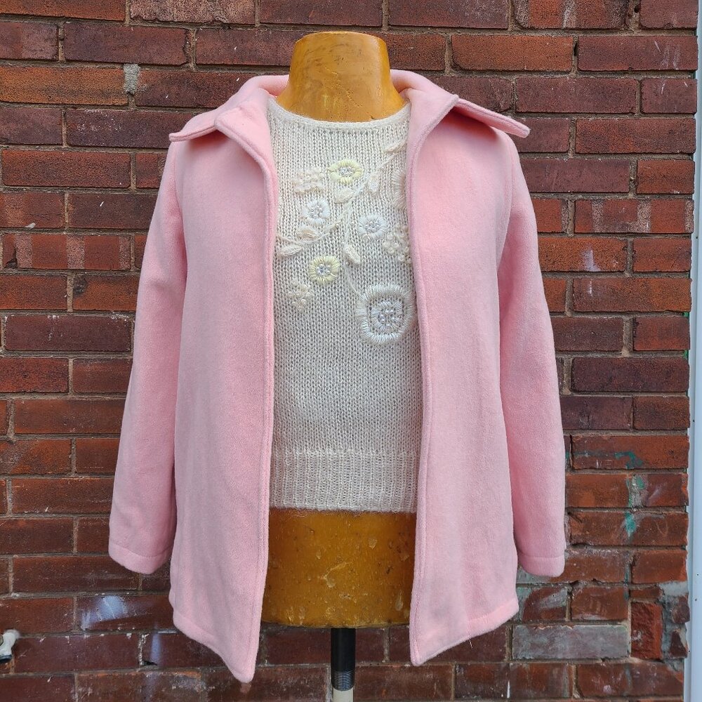 VINTAGE adorable pink wool swing coat